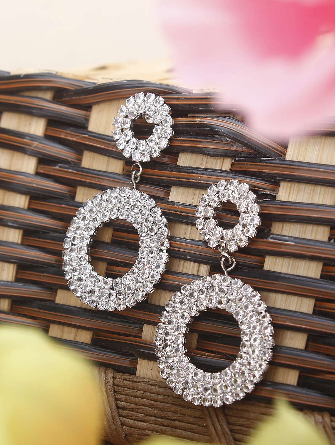 silver metal drop earring