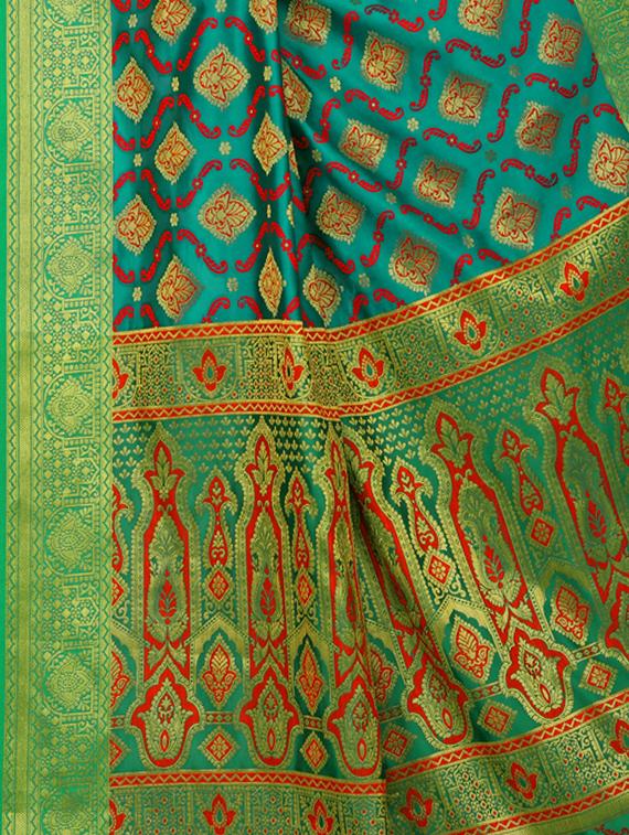 ethnic zari motifs kanjivaram saree with blouse - 16114498 - Standard Image - 2