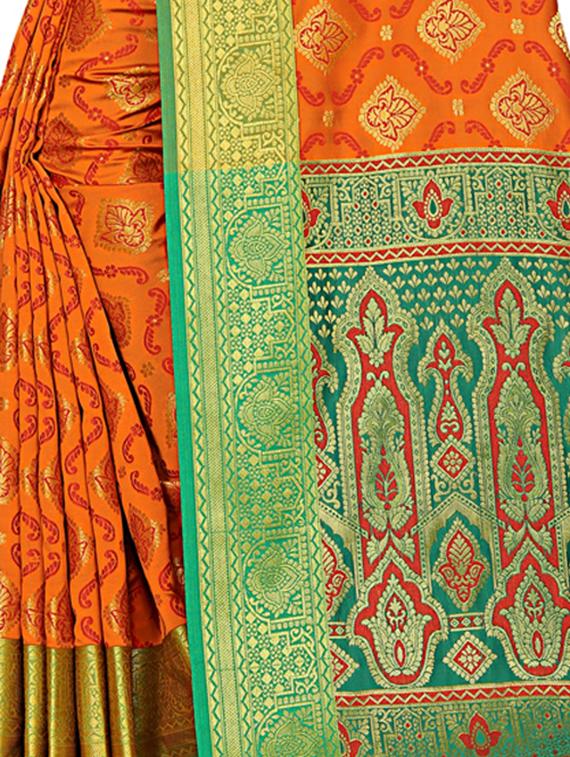ethnic zari motifs kanjivaram saree with blouse - 16114500 - Standard Image - 2