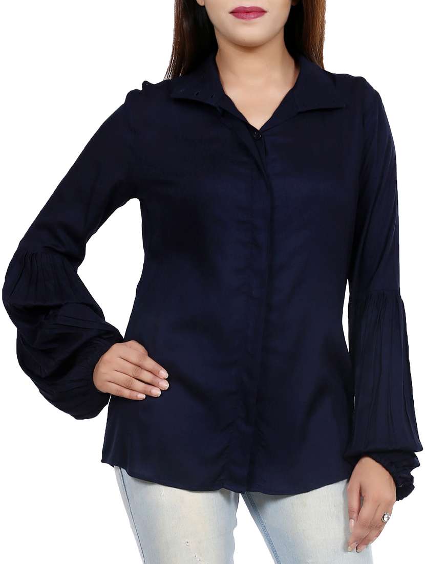 bishop sleeved concealed placket shirt