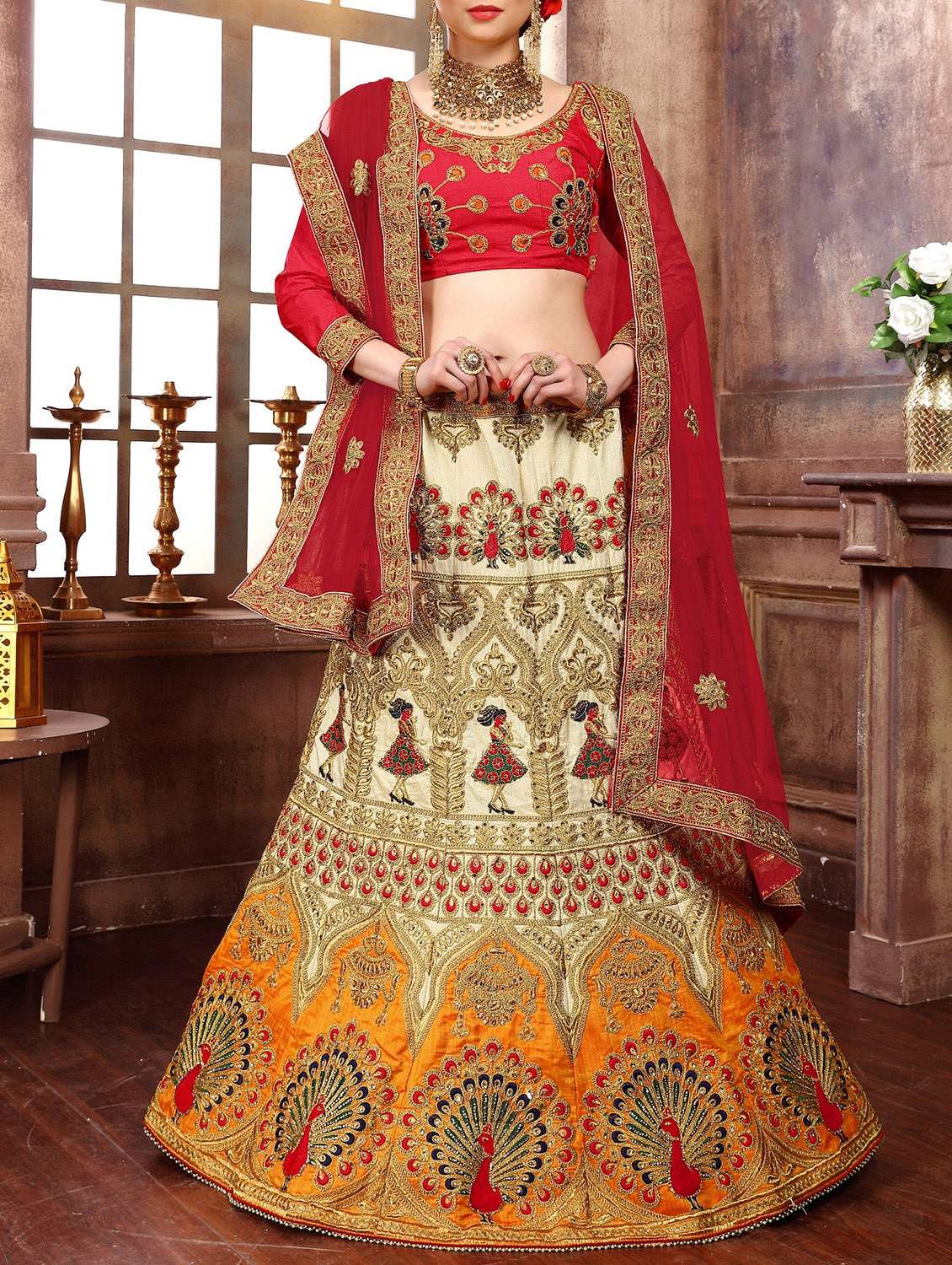 embroidered a-line lehenga