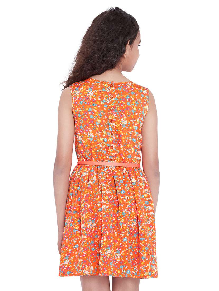 orange polyester frock - 16120361 - Standard Image - 2