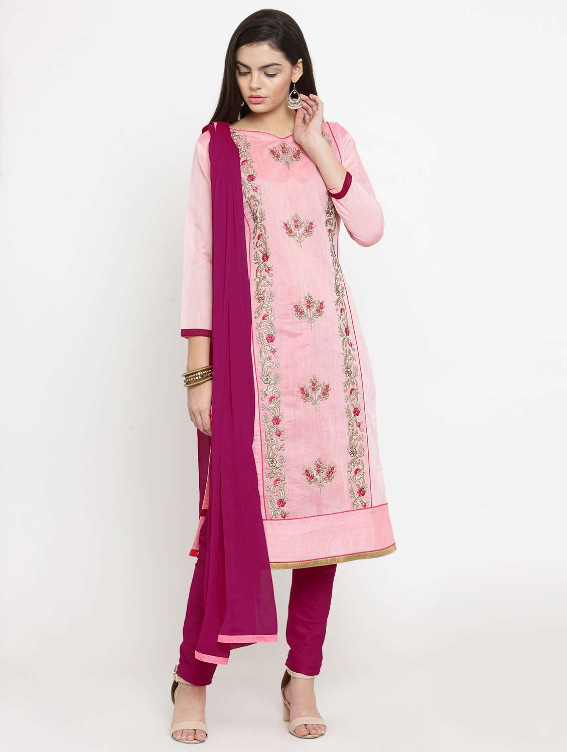 embroidered churidaar unstitched suit