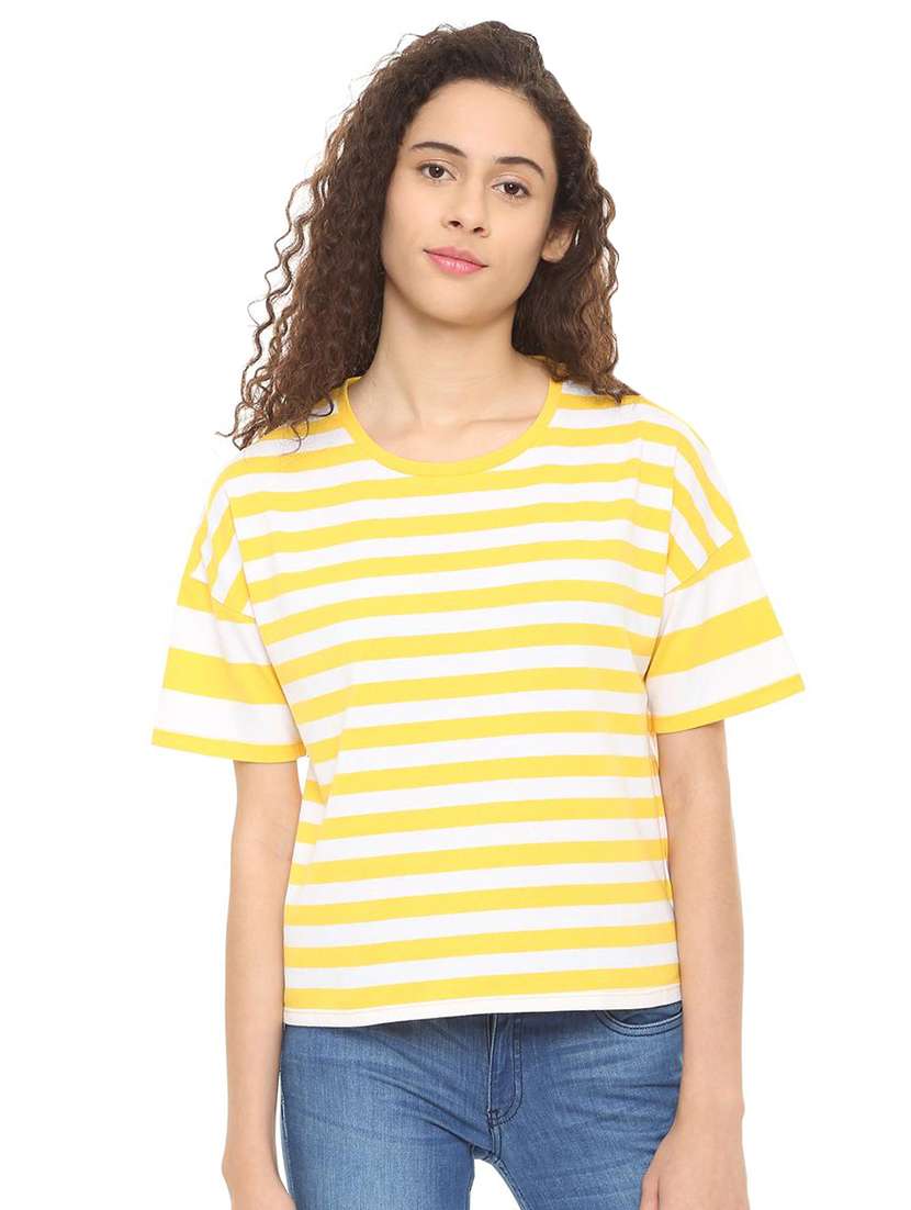 drop shoulder striped tee