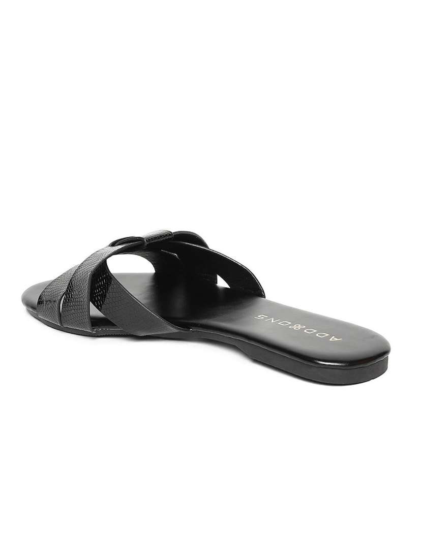 black pu slip on sandals - 16129838 -  Standard Image - 2