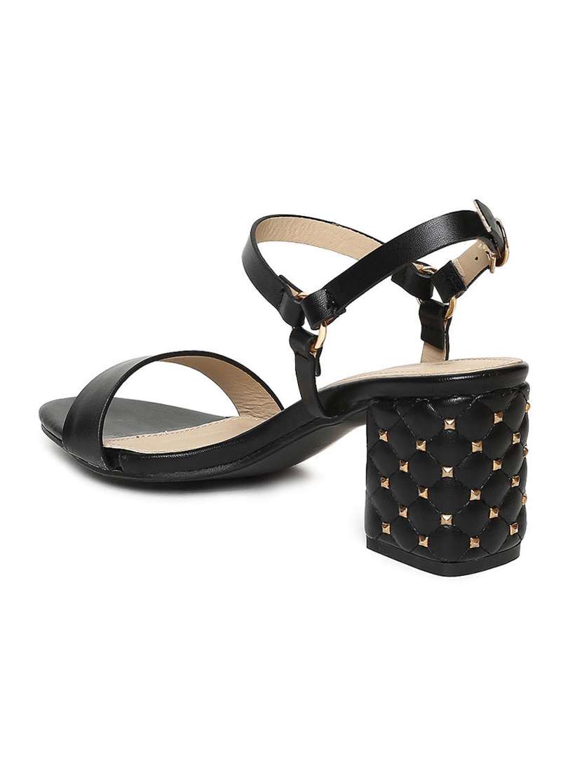 black pu ankle strap sandals - 16129906 -  Standard Image - 2