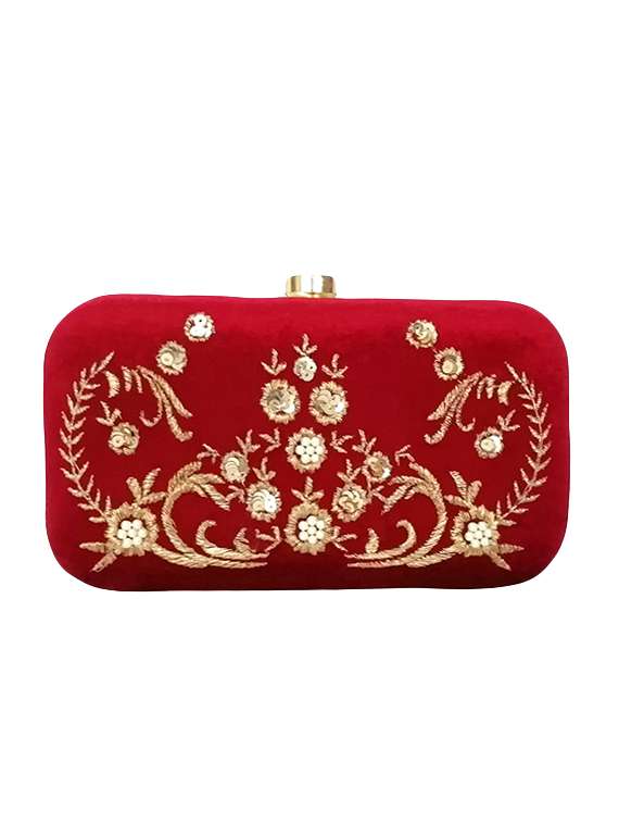 maroon velvet box clutch