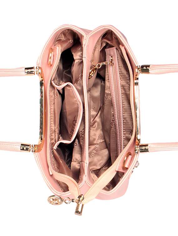 pink leatherette (pu) handbag - 16131487 -  Standard Image - 2