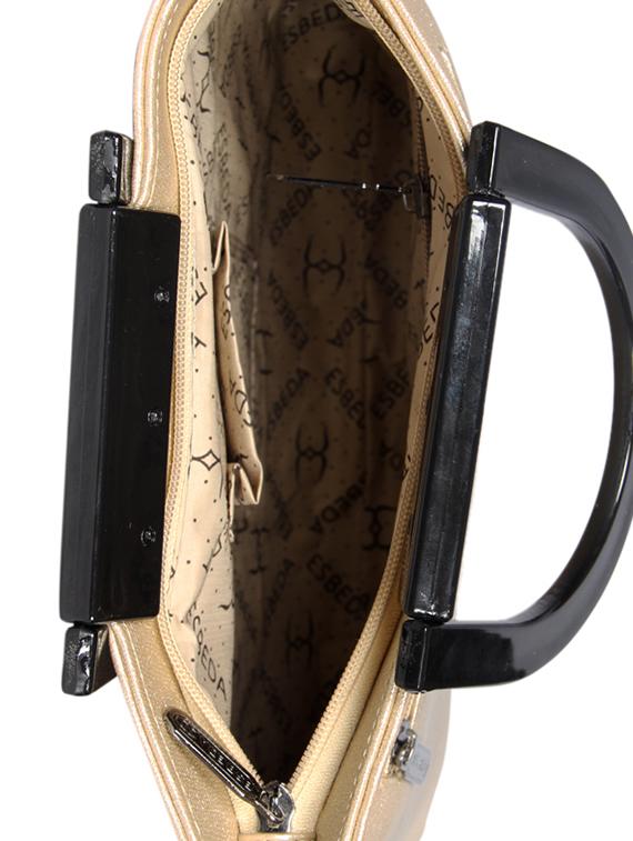 gold leatherette (pu) regular handbag - 16131722 - Standard Image - 2