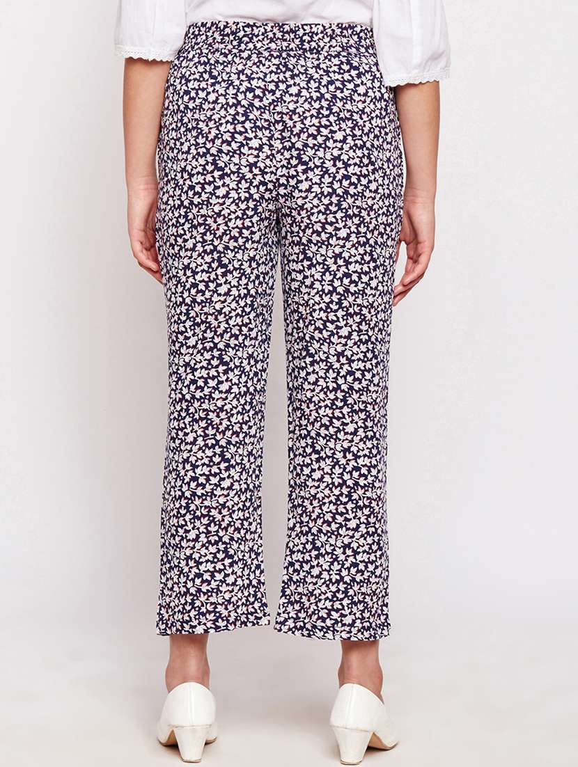 navy blue viscose casual trouser - 16132546 - Standard Image - 2