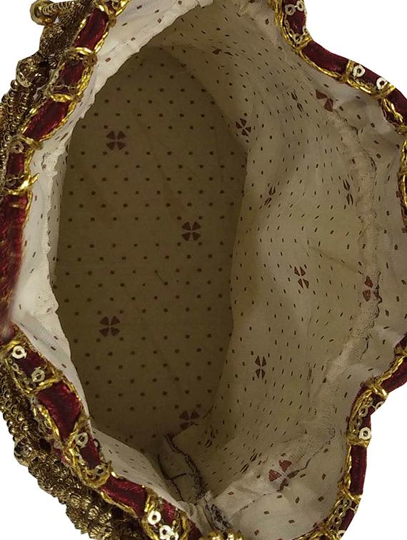 maroon silk ethnic potli - 16133529 - Standard Image - 2