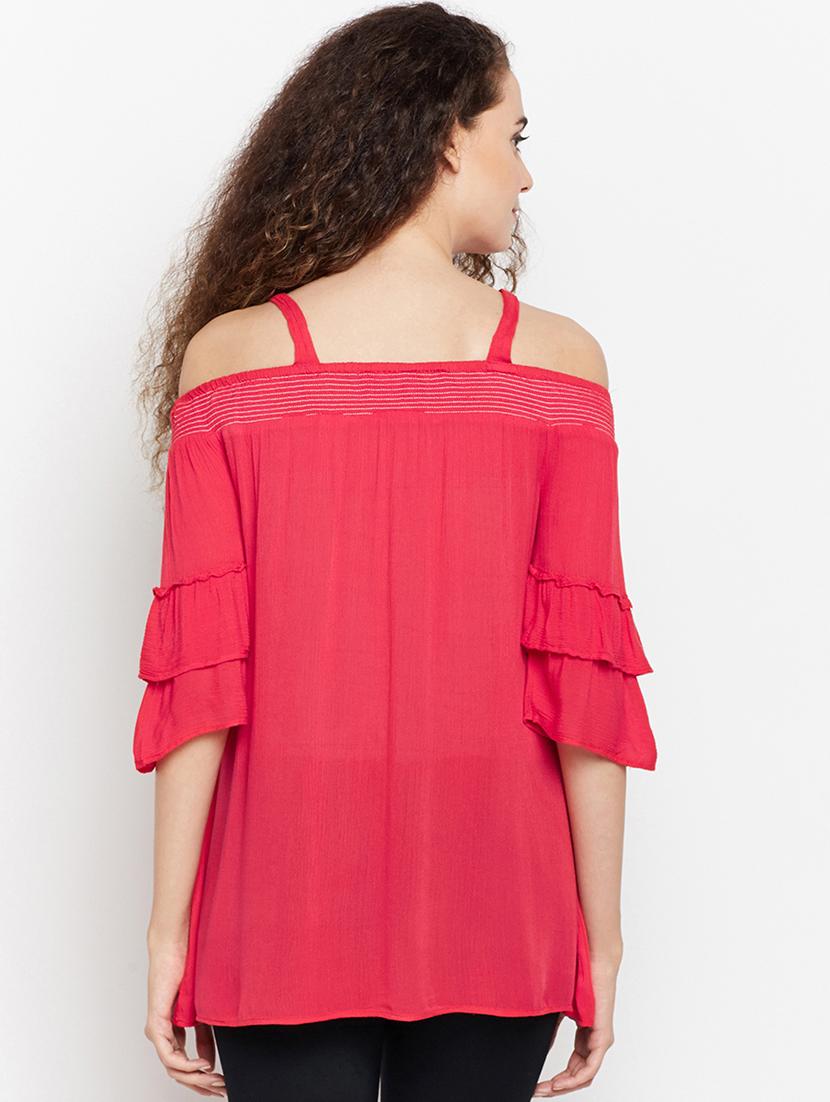 smocked cold shoulder maternity wear tunic - 16133661 - Standard Image - 2