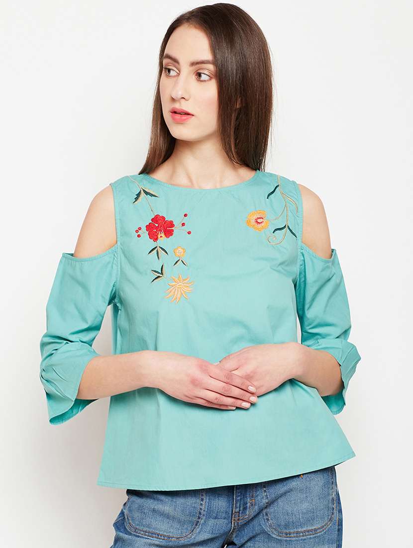 women's straight round neck top