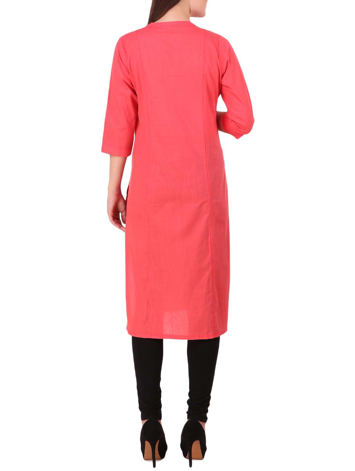 pink solid straight kurta - 16134280 - Standard Image - 2