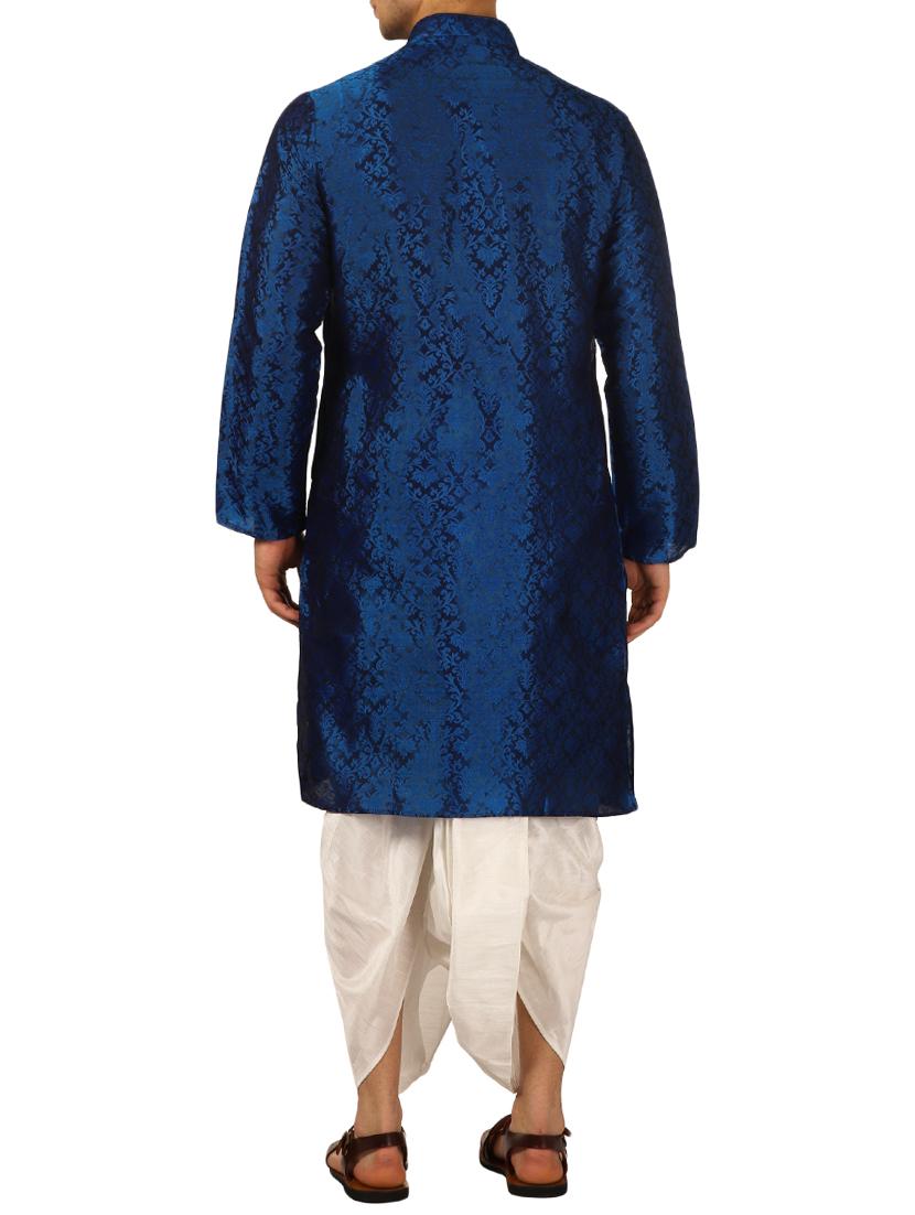 blue silk blend dhoti kurta set - 16134951 - Standard Image - 2