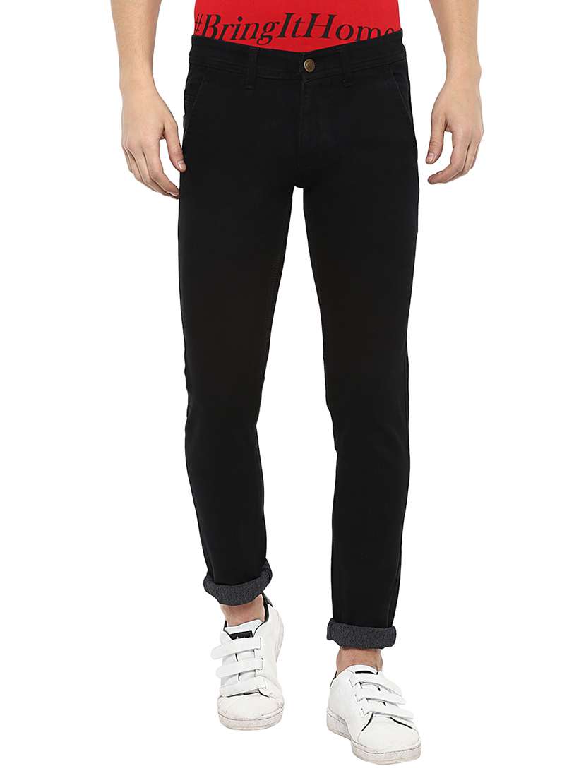 black solid plain jeans