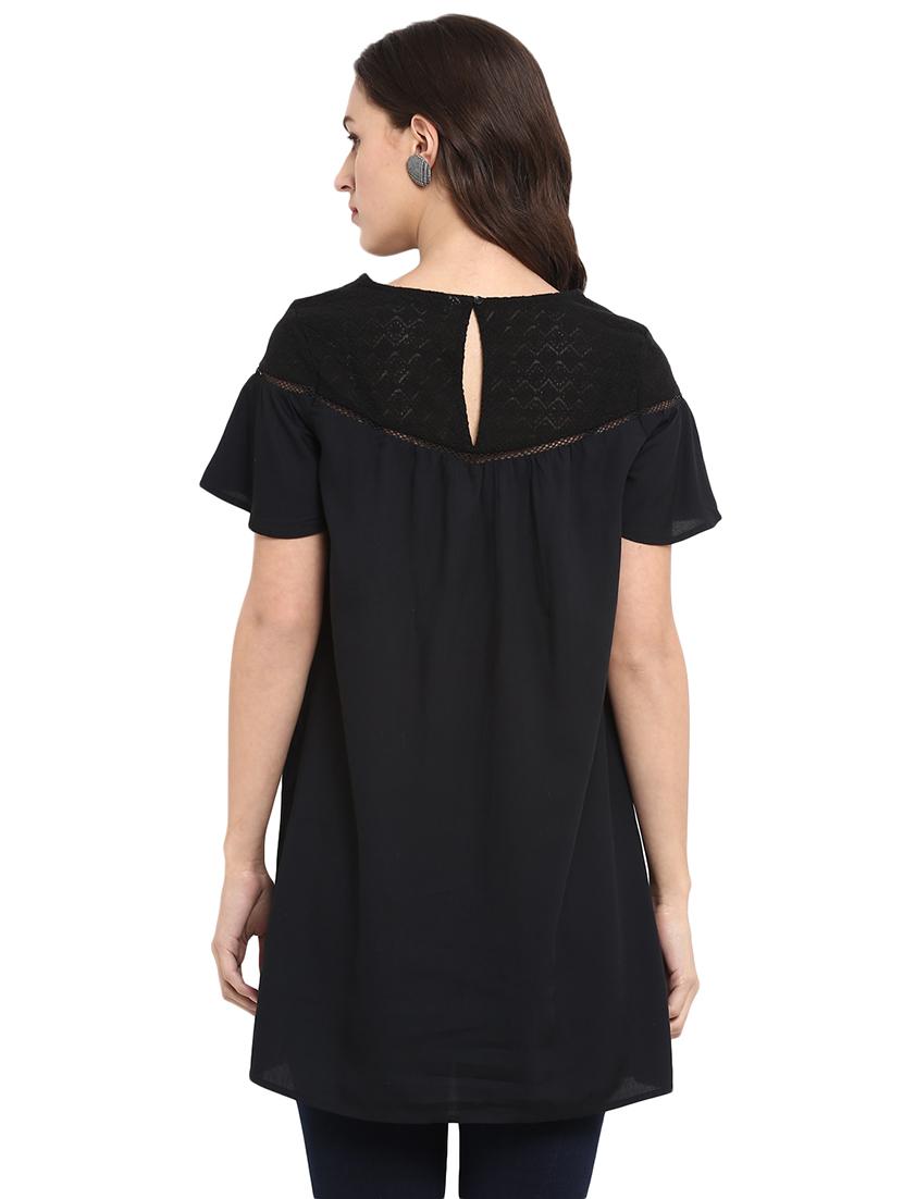 lace panel gather detail tunic - 16136108 - Standard Image - 2