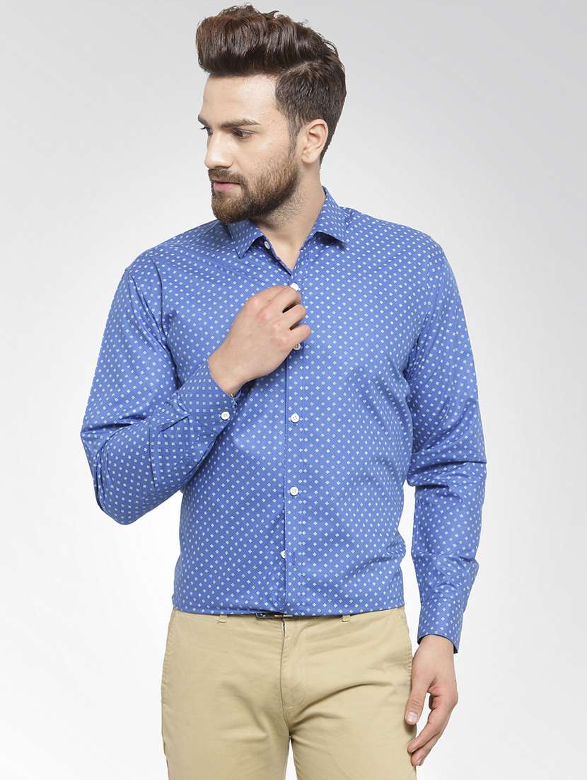 blue printed casual shirt