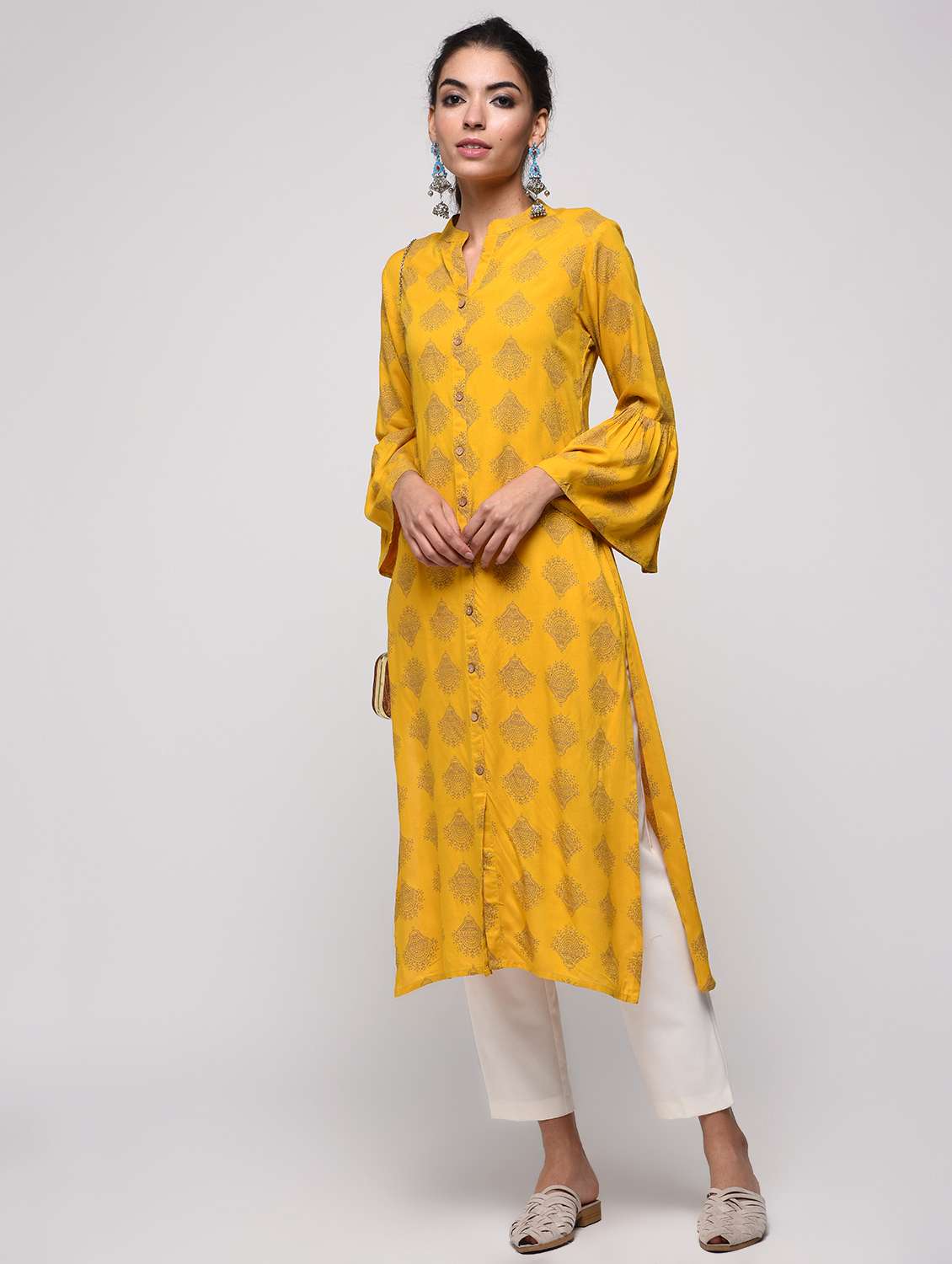 Block printed straight kurta