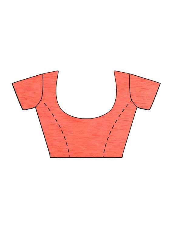 peach zari border saree with blouse - 16139626 -  Standard Image - 2