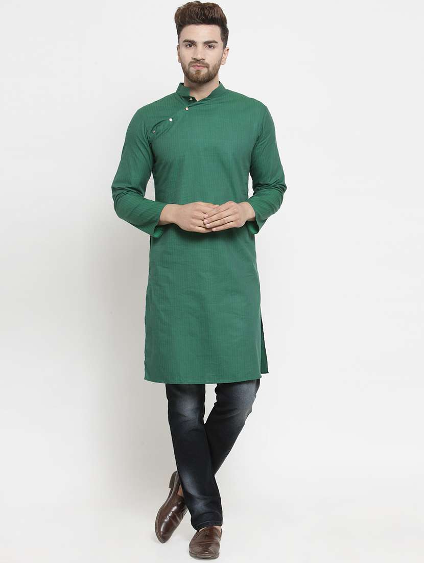green striped long kurta - 16140058 - Zoom Image - 0
