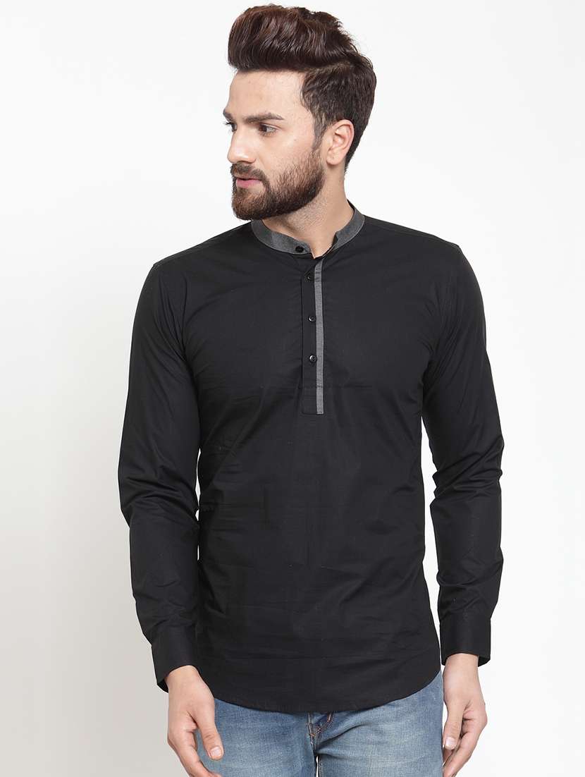 black solid short kurta