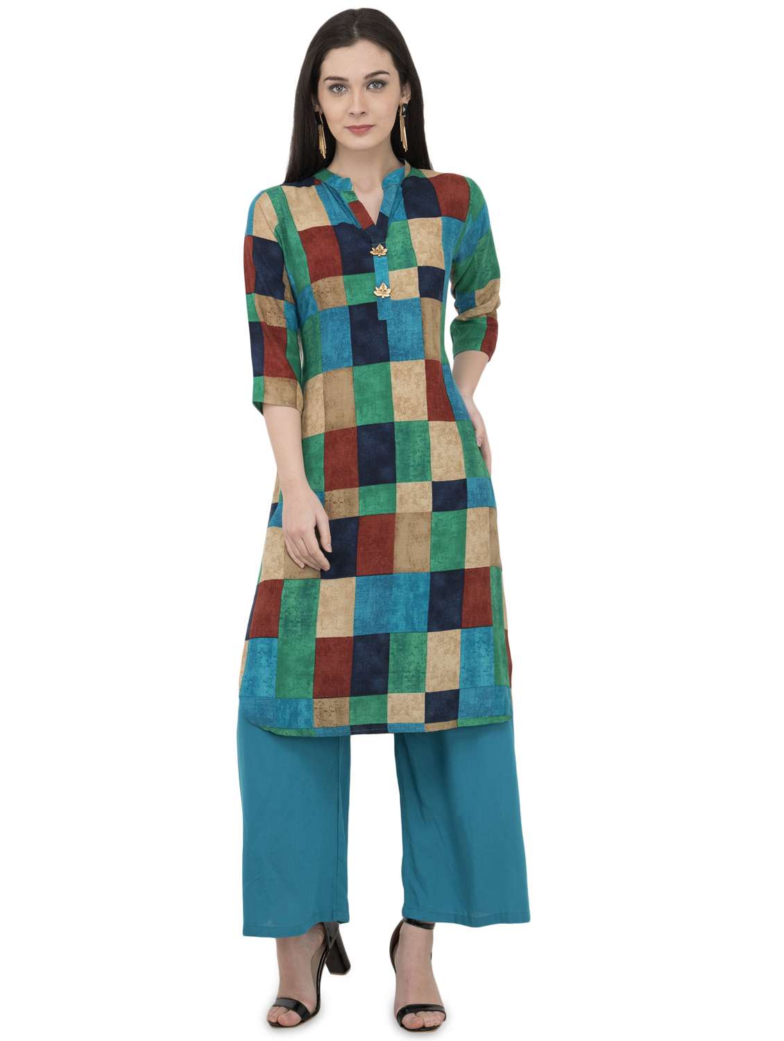 checkered straight kurta