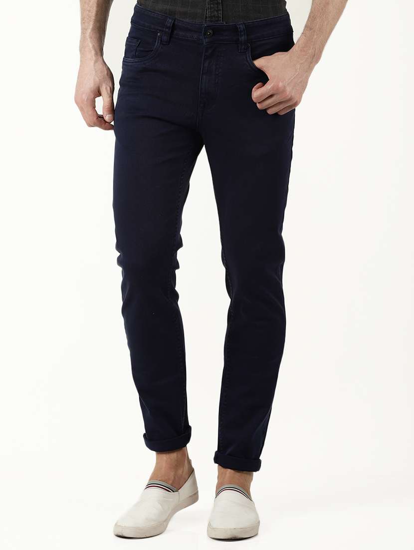 navy blue denim plain jeans