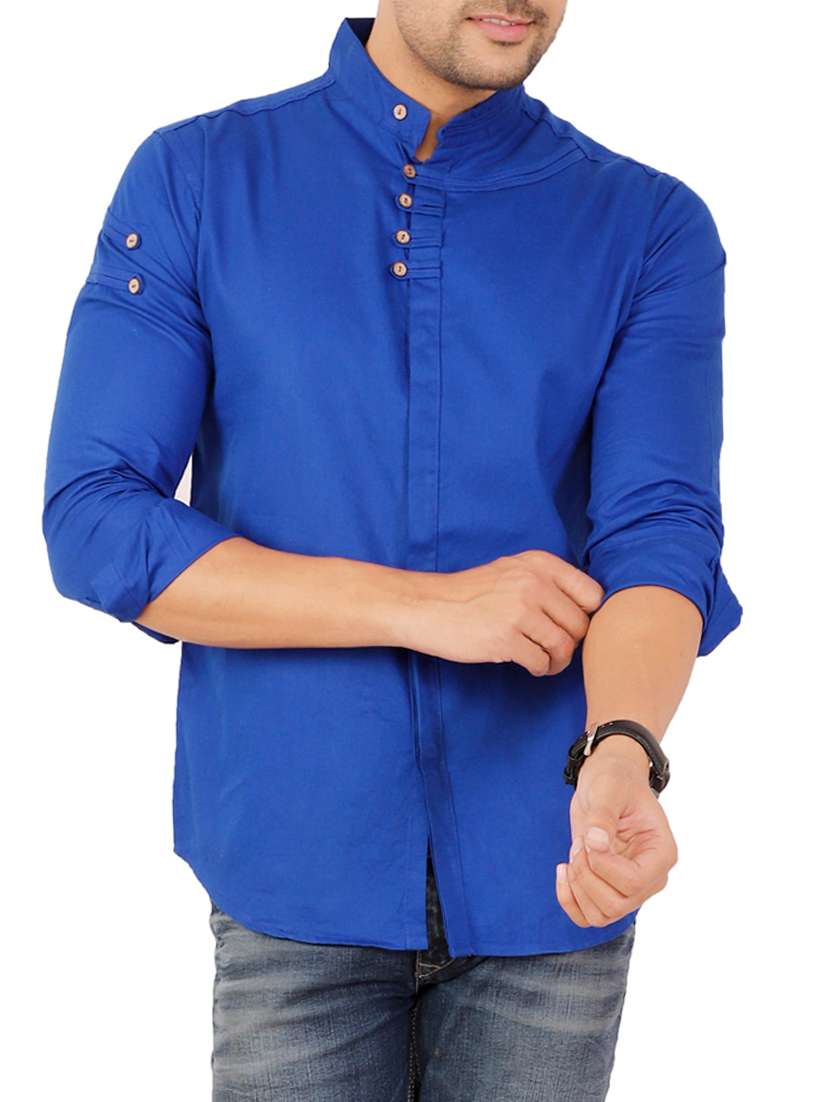 blue solid casual shirt
