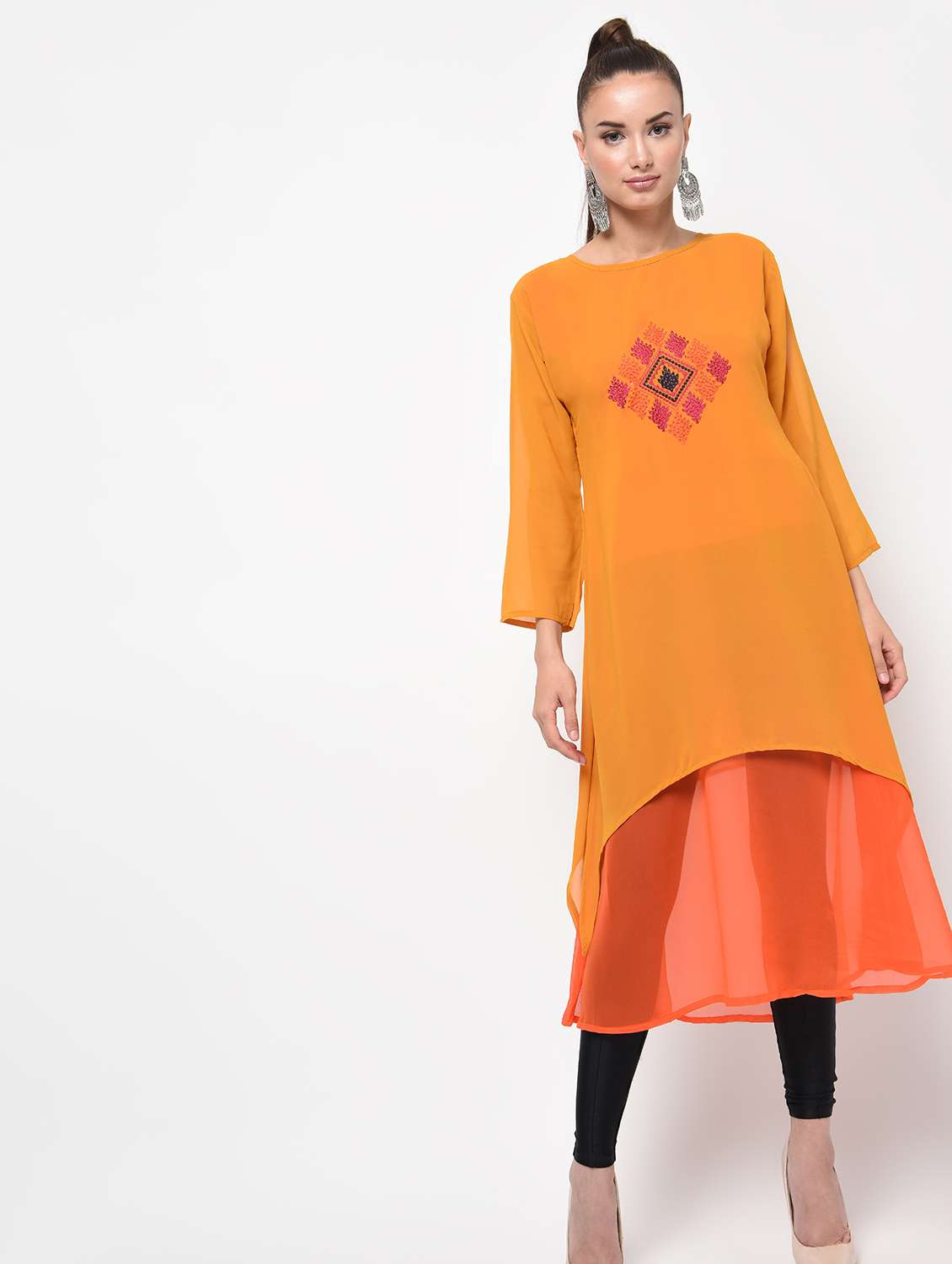embroidered layered kurta