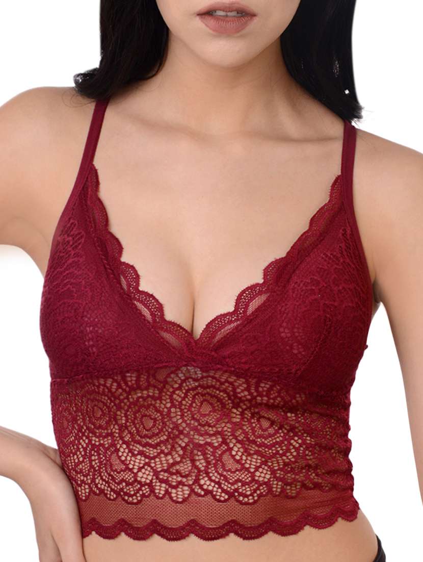 criss cross back floral laced bralette