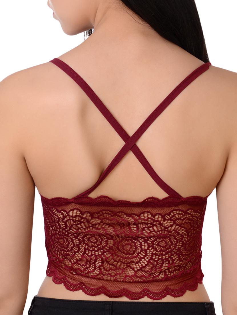 criss cross back floral laced bralette - 16157454 - Standard Image - 2