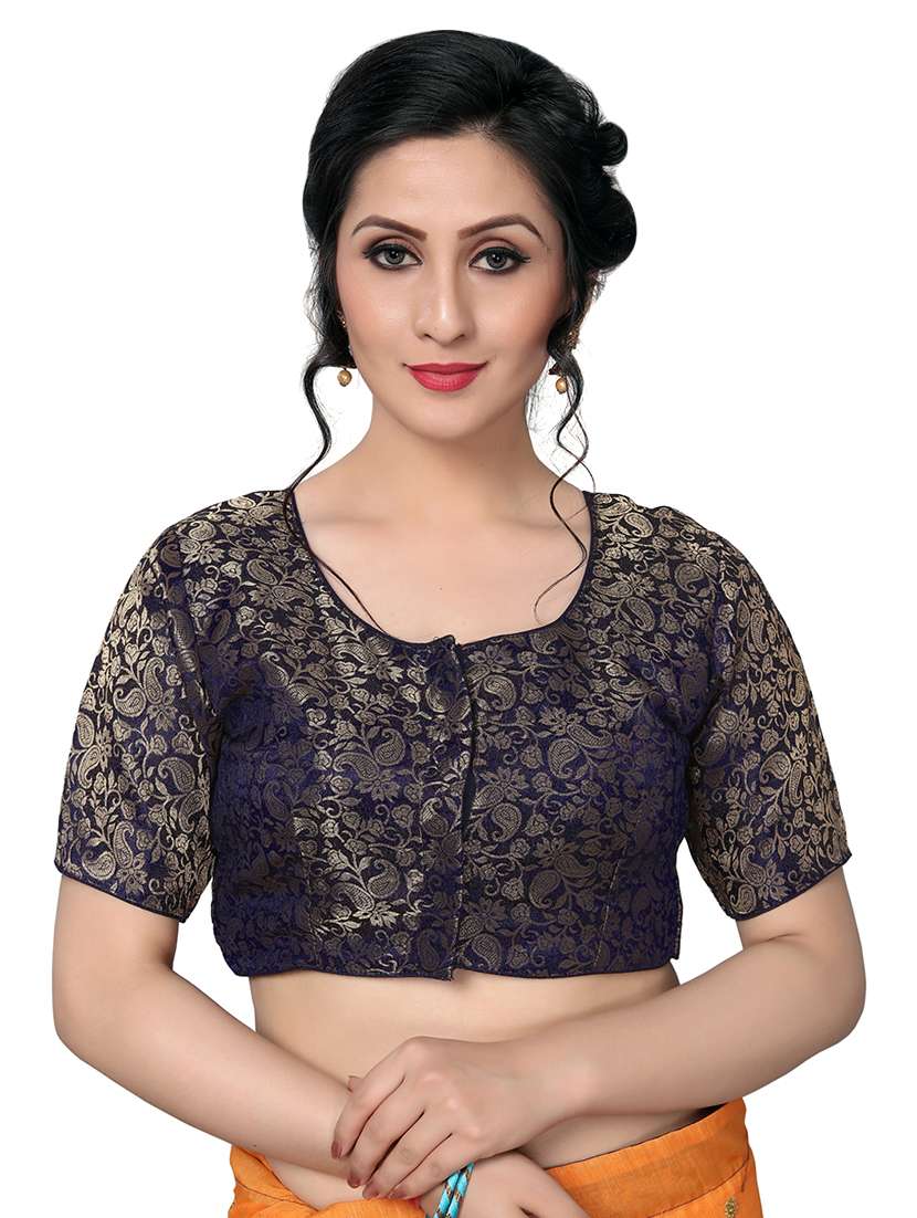 black silk brocade blouse