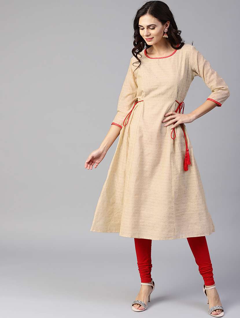 dobby solid a-line kurta