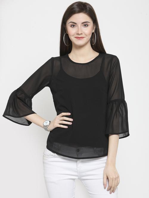 bell sleeved solid top - 16158313 -  Standard Image - 0