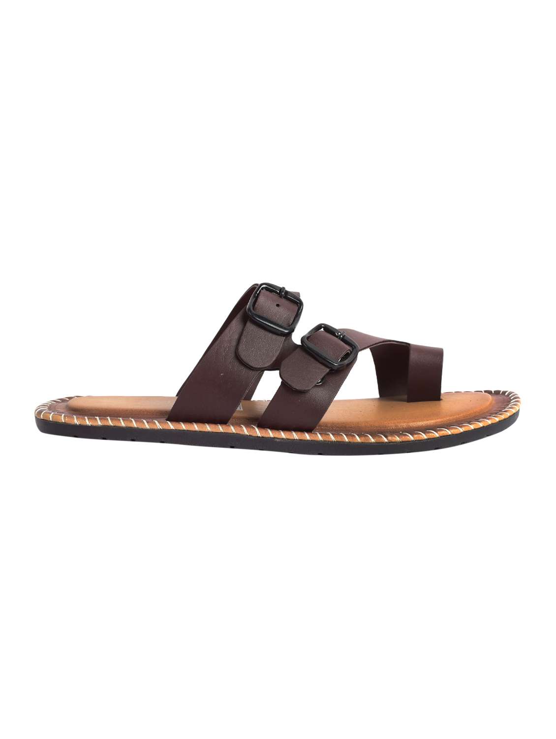 brown leatherette toe separator sandal - 16165406 - Standard Image - 2