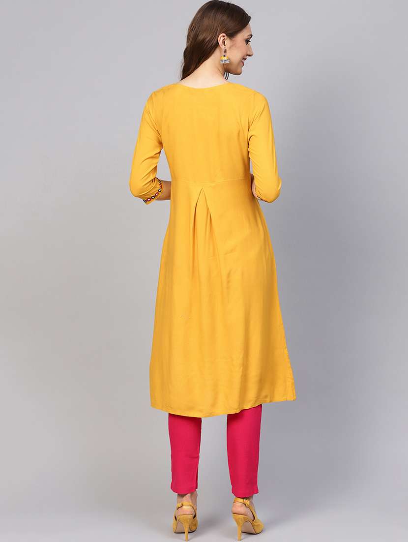 yellow embroidered kurta pant set - 16165651 - Standard Image - 2