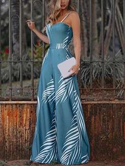 flared leg tropical jumpsuit