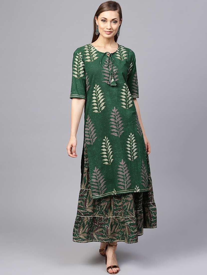 printed layered kurta