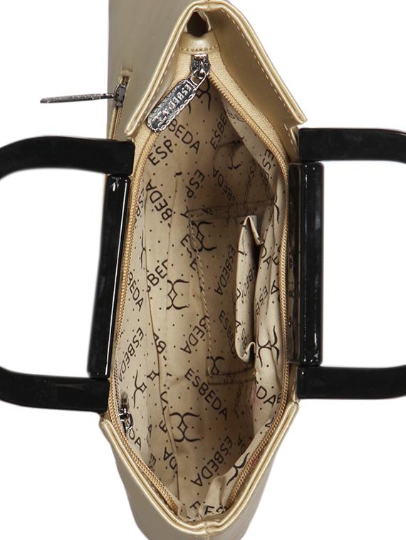 gold leatherette (pu) handbag - 16171412 - Standard Image - 2