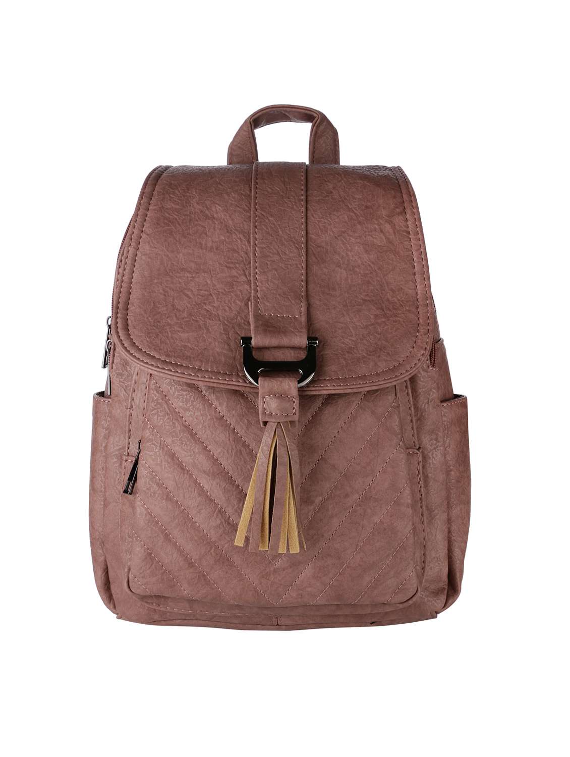 brown leatherette (pu) regular backpack
