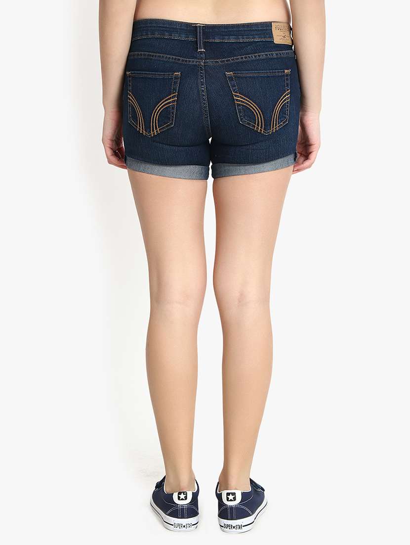 turn up hem high rise denim shorts - 16172698 -  Standard Image - 2