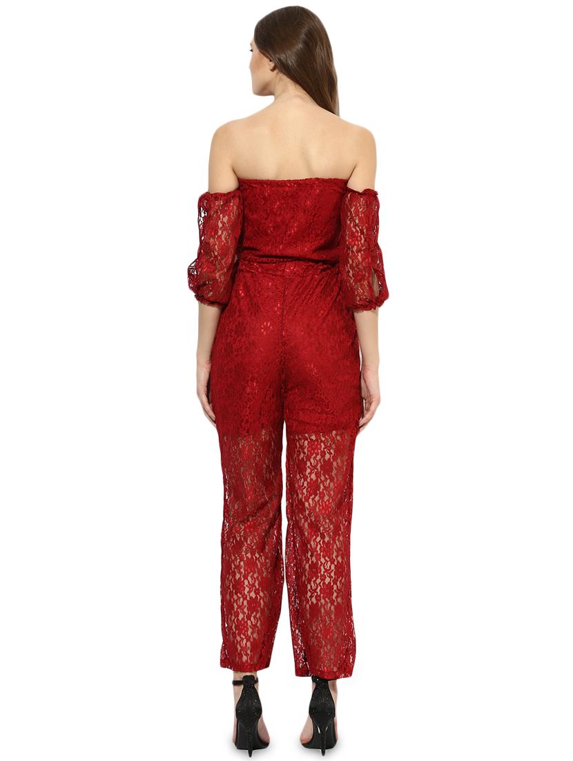 off shoulder floral laced jumpsuit - 16172726 - Standard Image - 2