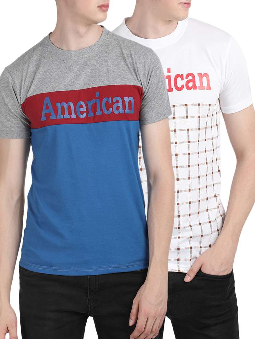 multi colored cotton combos t-shirt (set of 2)