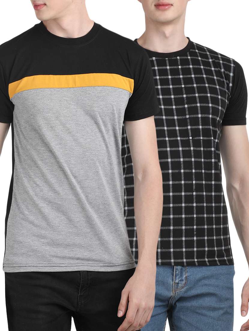 multi colored cotton combos t-shirt (set of 2)