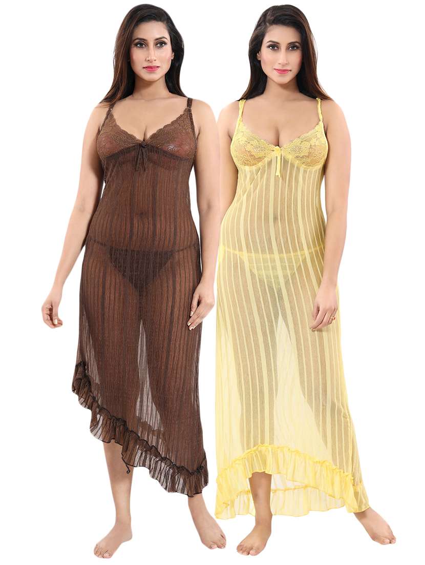 set of 2 lace detail nighties