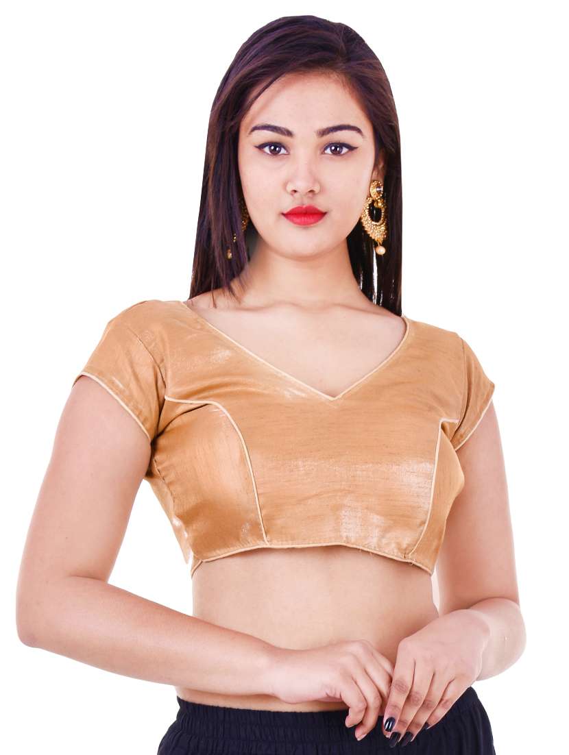 gold silk solid blouse