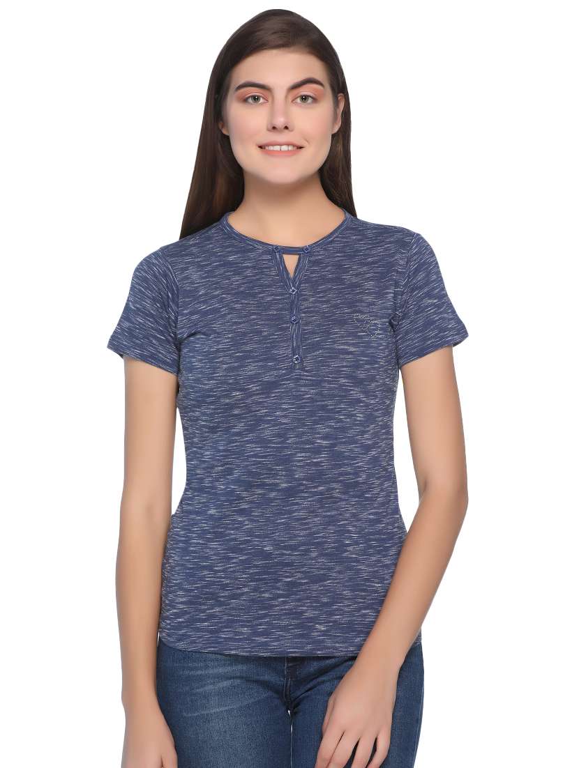 women's straight notch neck top