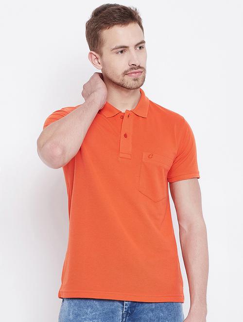 orange solid polo tshirt - 16187522 -  Standard Image - 0