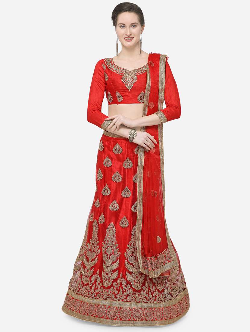 zari embroidered a-line lehenga